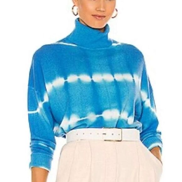 Cinq A Sept  Azure Blue Turtle Neck Kenny Wool Blend Sweater NWT Size Medium - Picture 3 of 8